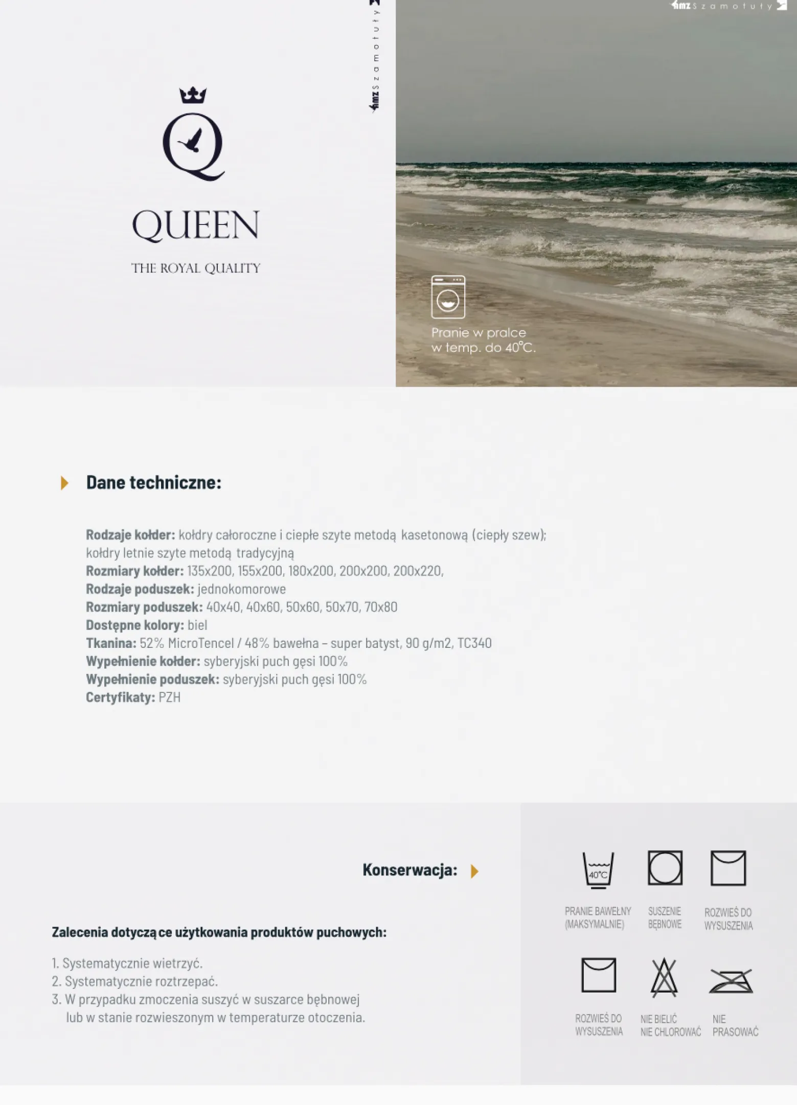 Kołdra 200x200 letnia naturalna puchowa QUEEN