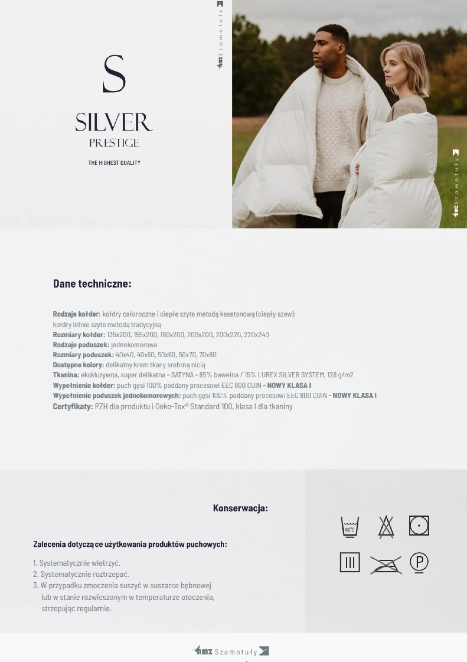Kołdra 200x200 letnia naturalna puchowa SILVER PRESTIGE