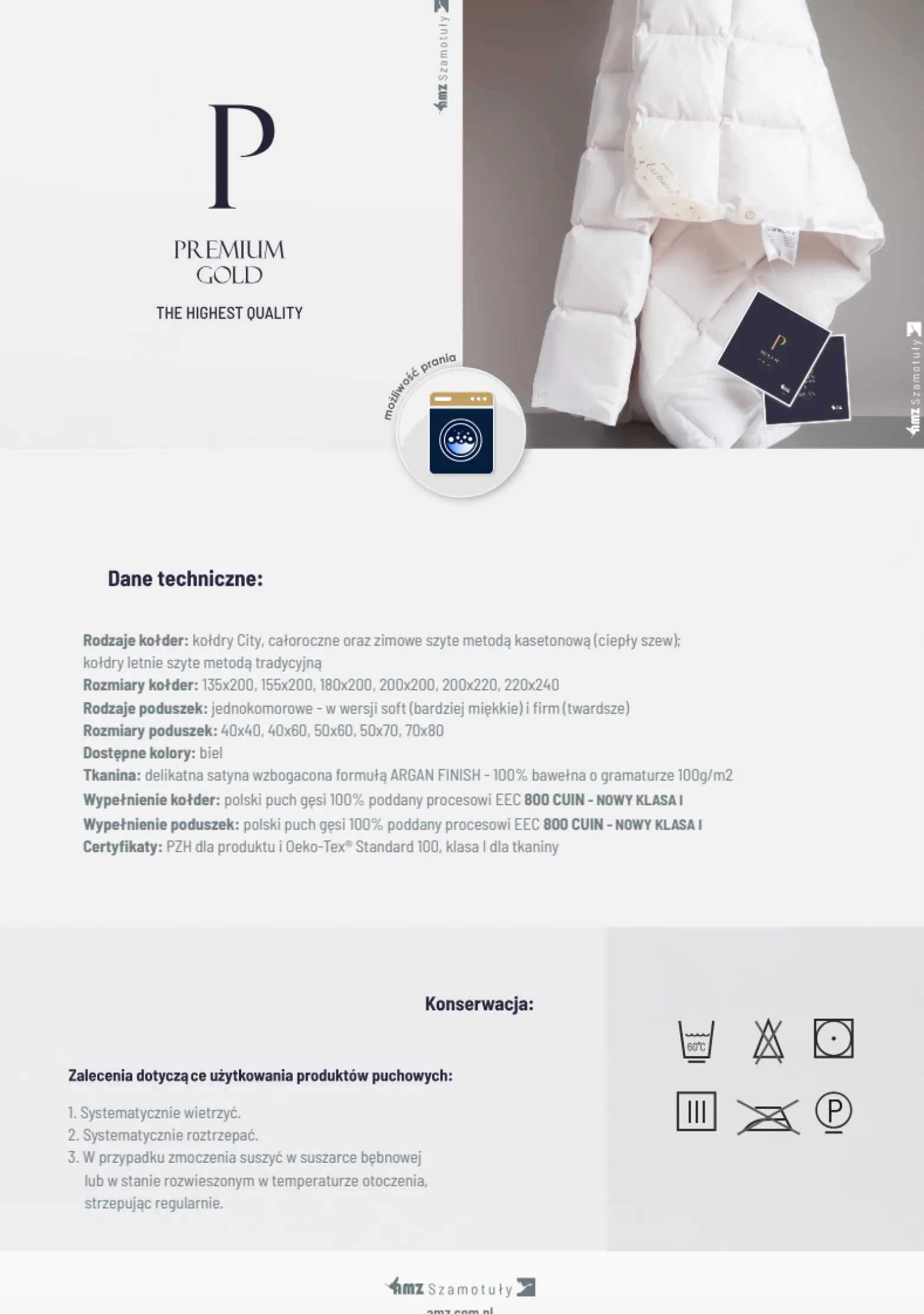 Kołdra 155x200 zimowa naturalna puchowa PREMIUM GOLD