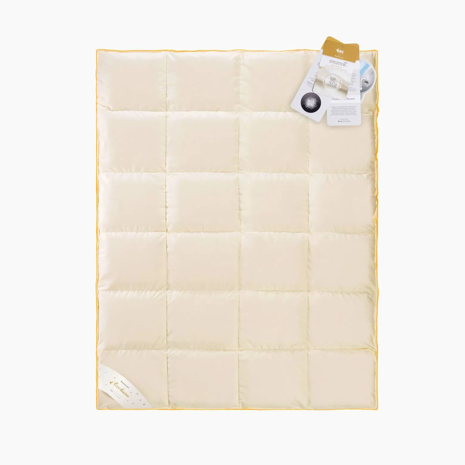 Kołdra 180x200 zimowa naturalna puchowa extra ciepła MATERACOWA PRESTIGE kremowa