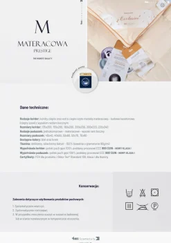 Kołdra 180x200 zimowa naturalna puchowa extra ciepła MATERACOWA PRESTIGE biała