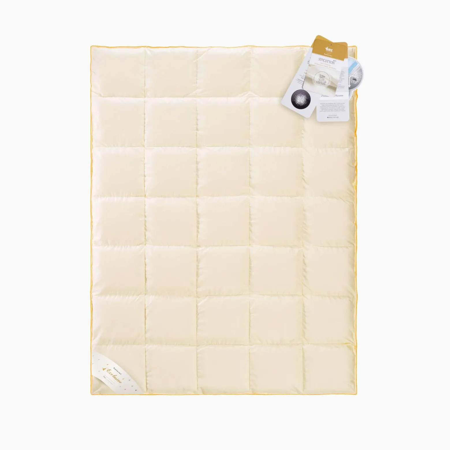 Kołdra 200x200 zimowa naturalna puchowa MATERACOWA PRESTIGE kremowa