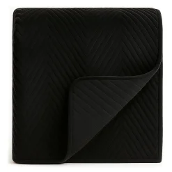 Narzuta dekoracyjna welurowa w jodełkę CHEVRON VELVET 220x240 czarna