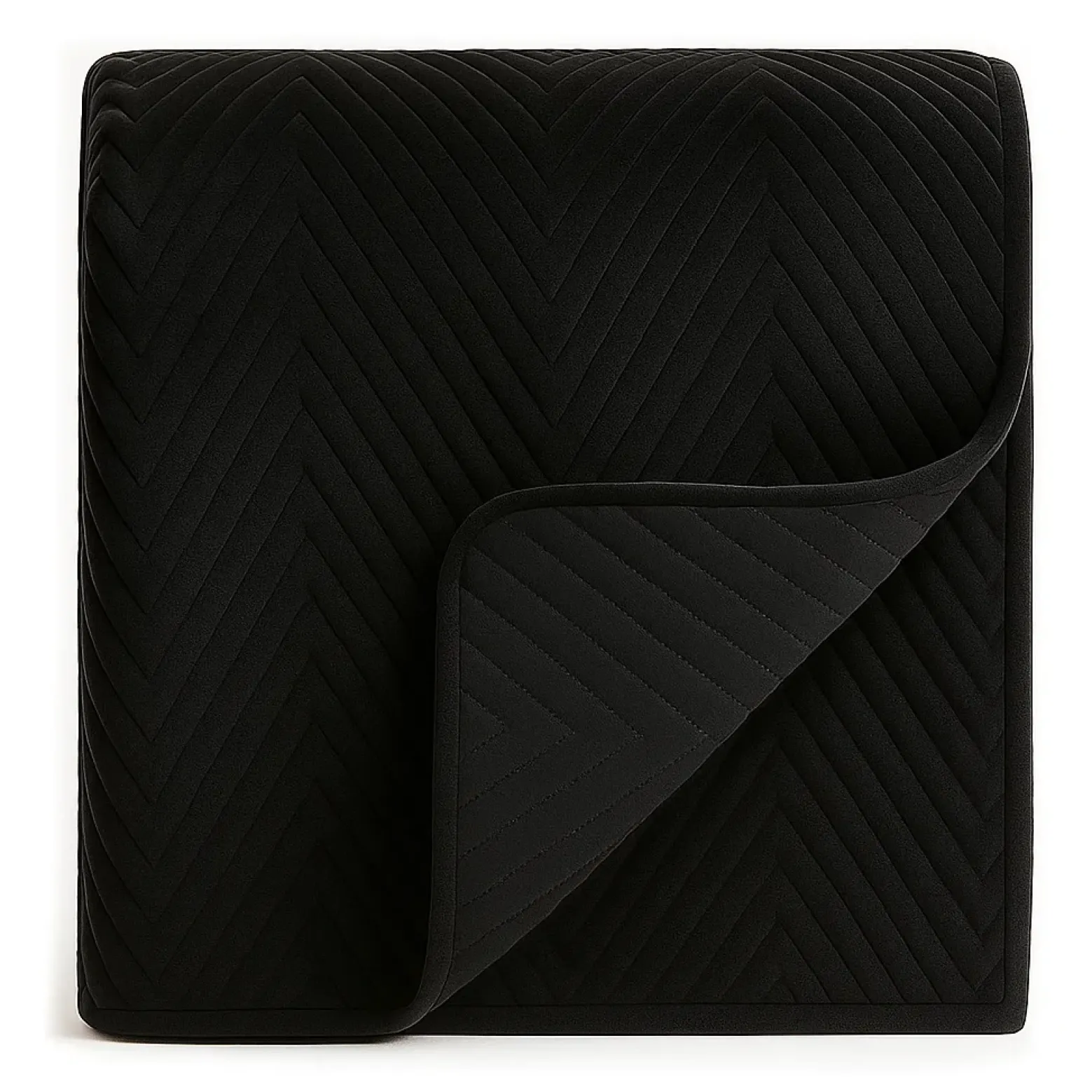 Narzuta dekoracyjna welurowa w jodełkę CHEVRON VELVET 220x240 czarna