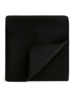 Narzuta dekoracyjna welurowa w jodełkę CHEVRON VELVET 220x240 czarna