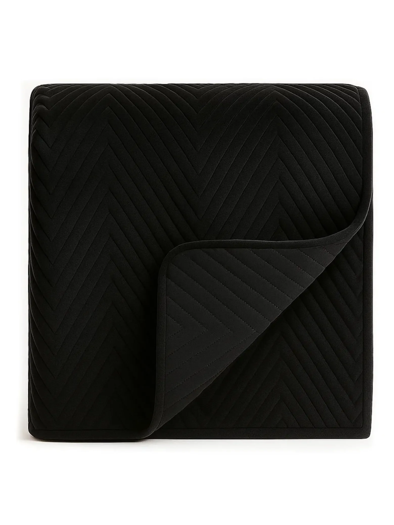 Narzuta dekoracyjna welurowa w jodełkę CHEVRON VELVET 220x240 czarna