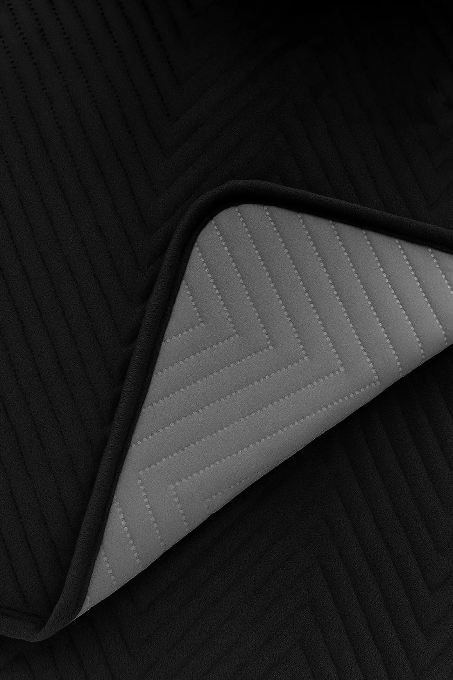 Narzuta dekoracyjna welurowa w jodełkę CHEVRON VELVET 220x240 czarna