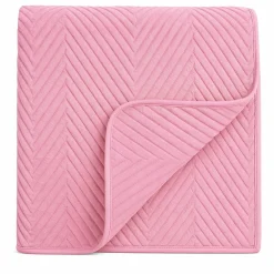 Narzuta dekoracyjna welurowa w jodełkę CHEVRON VELVET 200x220 różowa