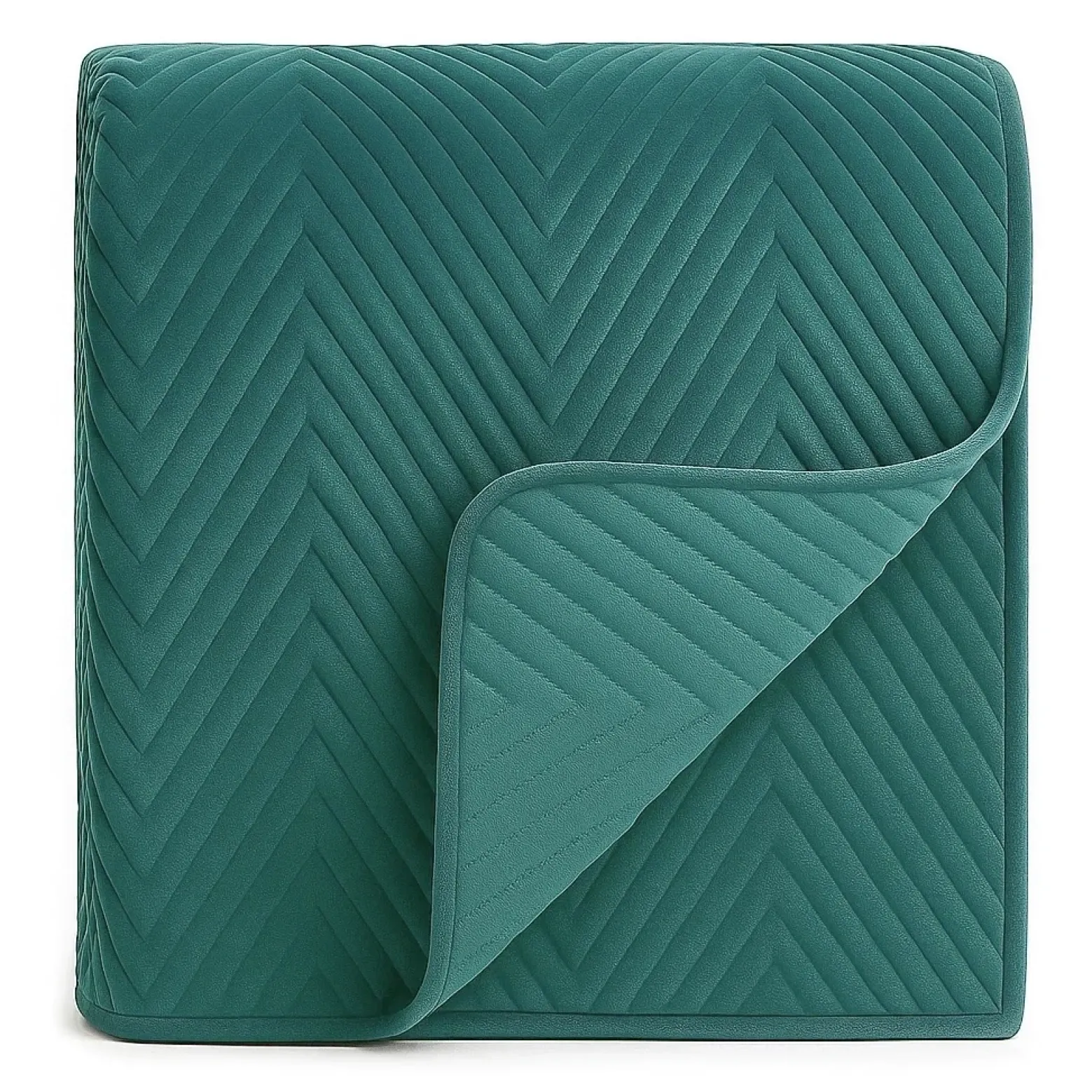 Narzuta dekoracyjna welurowa w jodełkę CHEVRON VELVET 200x220 butelkowa zielona