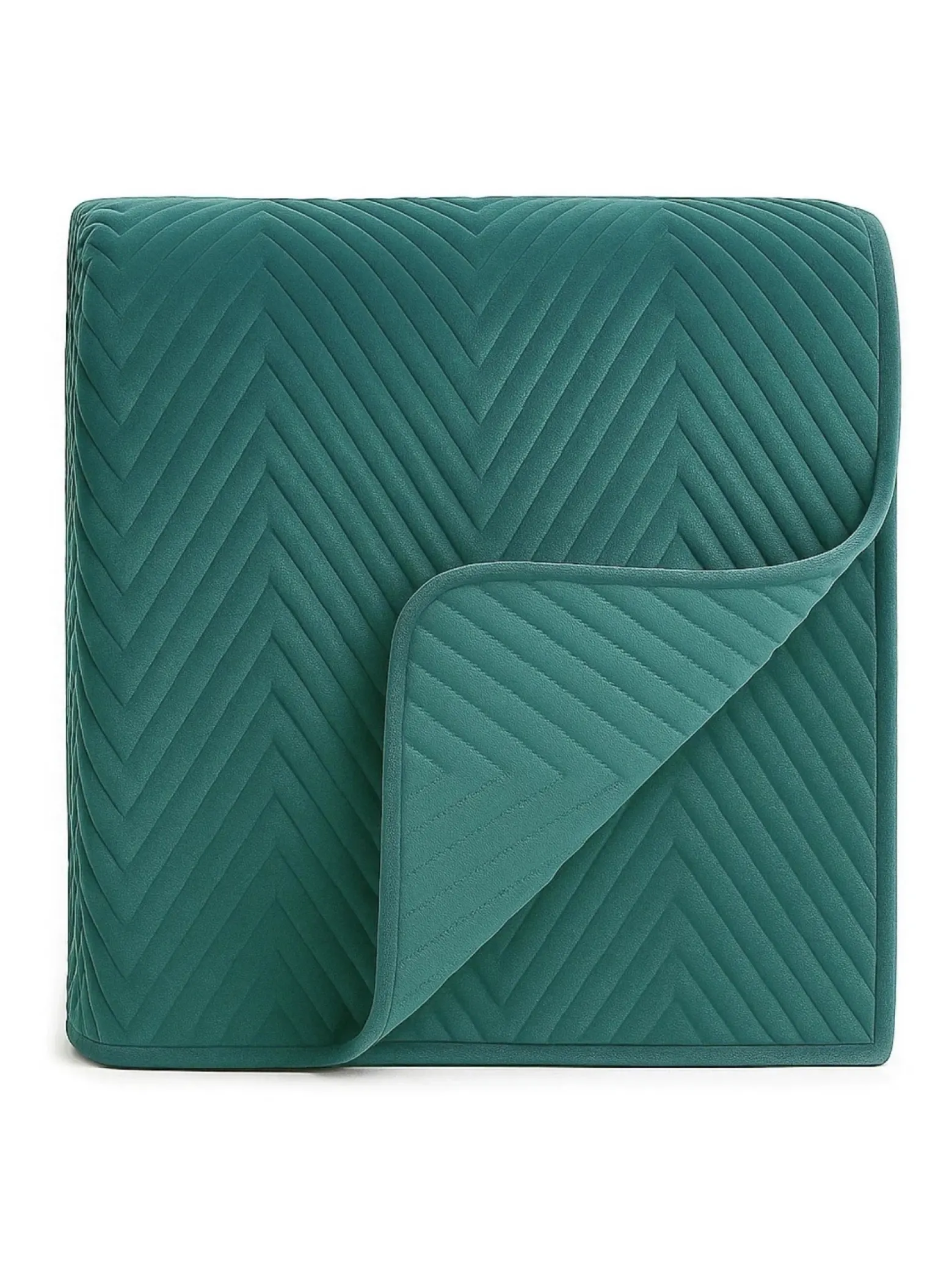 Narzuta dekoracyjna welurowa w jodełkę CHEVRON VELVET 200x220 butelkowa zielona