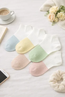 5-pak Skarpetki damskie bawełniane krótkie PASTEL DUO 39-42