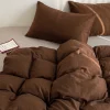 Pościel bawełniana gładka brązowa bez wzoru 200x220 3 el. Chocolate