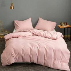 Pościel bawełniana gładka różowa bez wzoru 160x200 3 el. Powder Pink M1659