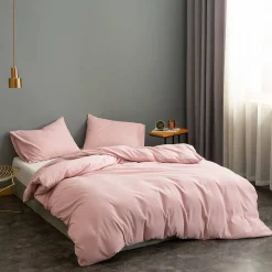 Pościel bawełniana gładka różowa bez wzoru 180x200 3 el. Powder Pink M1659