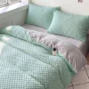 Pościel pluszowa zimowa miś w kropki 3D 160x200 3 el. MINKY miętowa - jasna szara