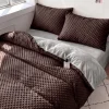 Pościel pluszowa zimowa miś w kropki 3D 160x200 3 el. MINKY brązowa - jasna szara