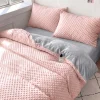 Pościel pluszowa zimowa miś w kropki 3D 160x200 3 el. MINKY różowa - jasna szara