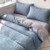 Pościel pluszowa zimowa miś w kropki 3D 200x220 3 el. MINKY niebieska - jasna szara