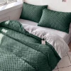 Pościel pluszowa zimowa miś w kropki 3D 200x220 3 el. MINKY butelkowa zielona - szara