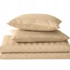 Pościel z adamaszku w pasy ciemna beżowa 200x220 3 el. Kim Dark Beige H-008