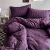 Pościel z adamaszku w pasy fioletowa 200x220 3 el. Kim Purple H-006