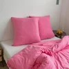 Pościel z mikrofibry gładka różowa 200x220 3 el. Pink F12 na zamek bez prasowania