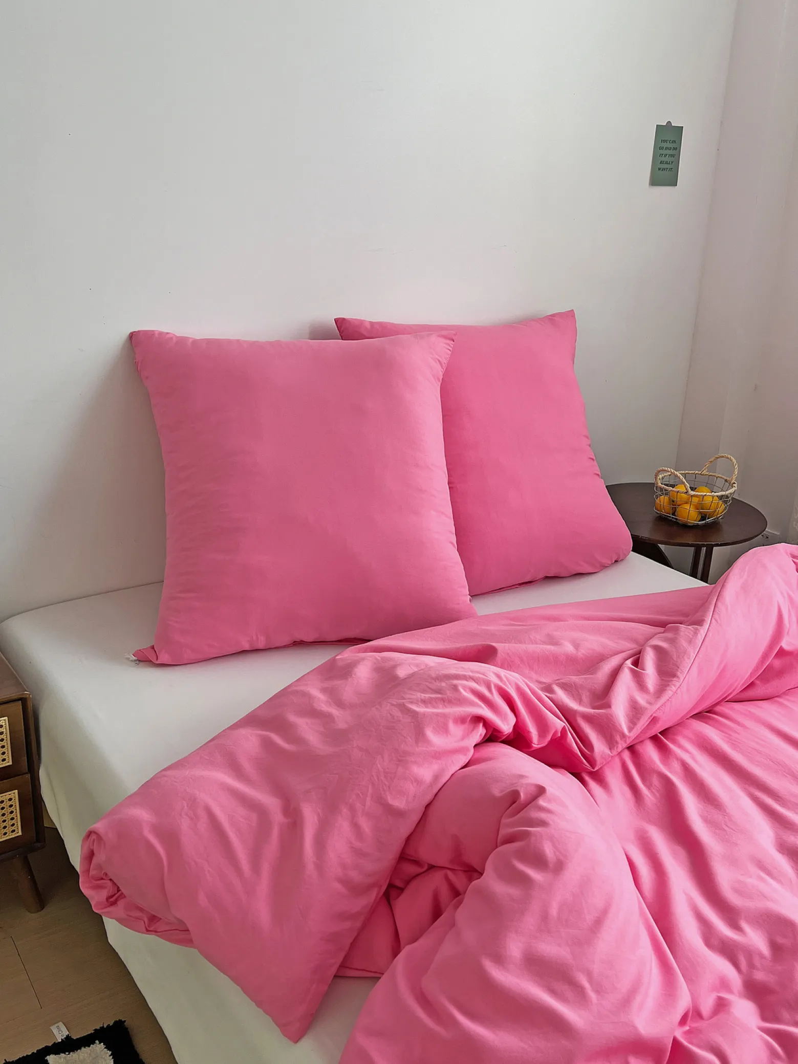 Pościel z mikrofibry gładka różowa 200x220 3 el. Pink F12 na zamek bez prasowania