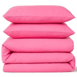 Pościel z mikrofibry gładka różowa 200x220 3 el. Pink F12 na zamek bez prasowania