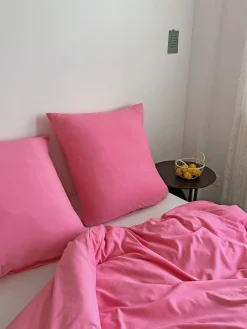 Pościel z mikrofibry gładka różowa 200x220 3 el. Pink F12 na zamek bez prasowania