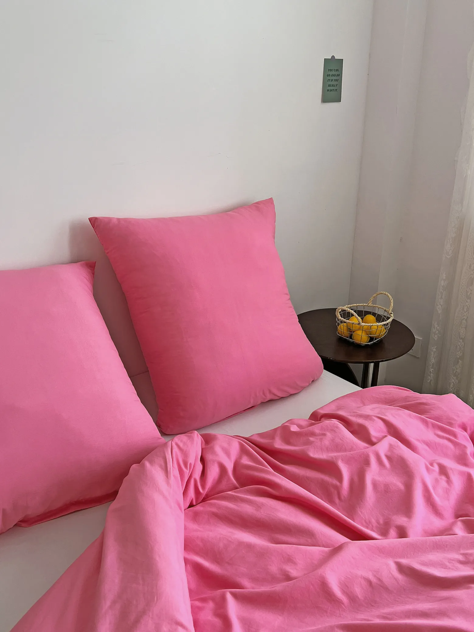 Pościel z mikrofibry gładka różowa 200x220 3 el. Pink F12 na zamek bez prasowania