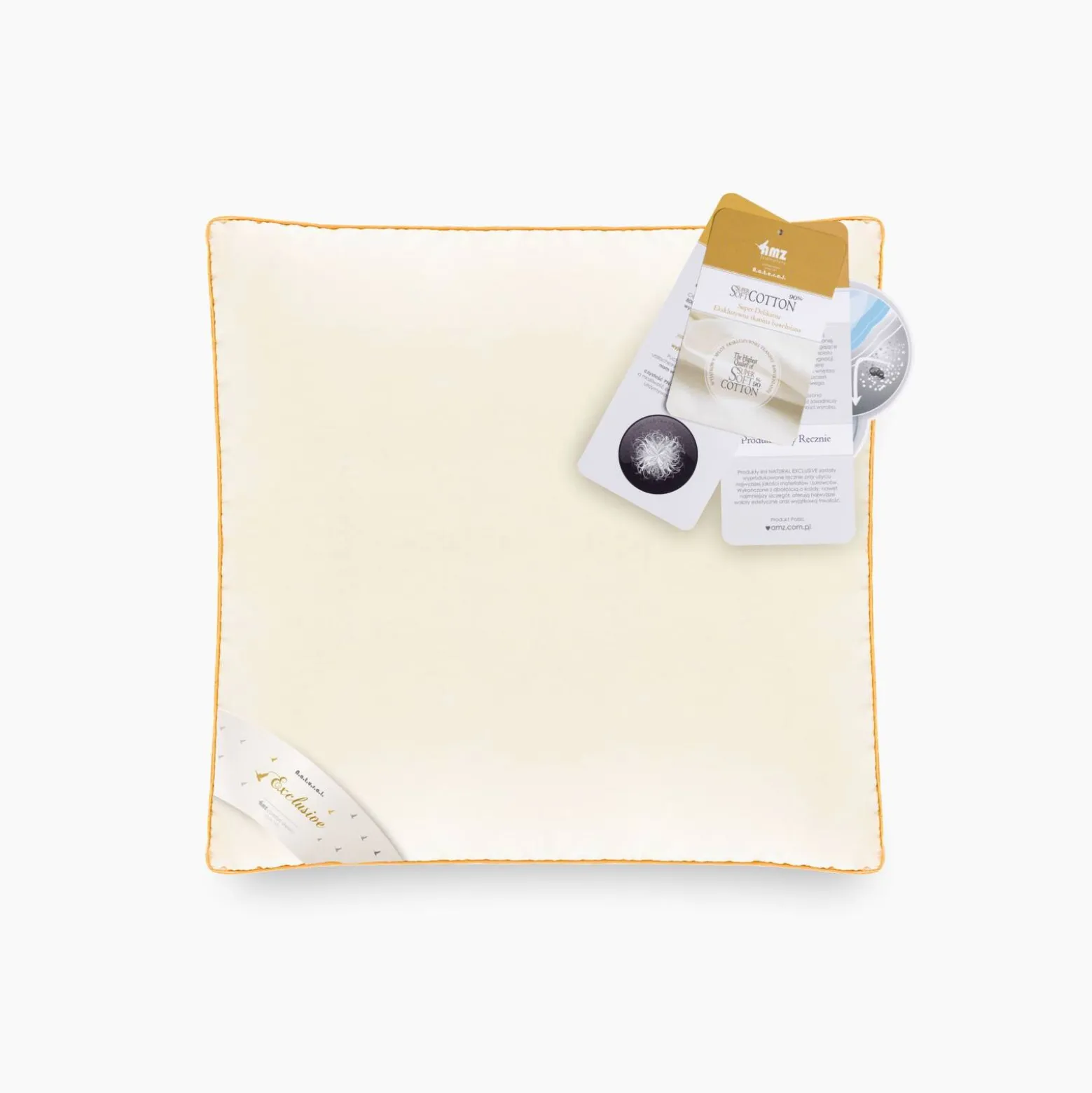 Poduszka 40x40 naturalna puchowa 100% wysoka MATERACOWA PRESTIGE kremowa
