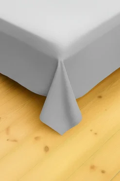 Prześcieradło bez gumki z mikrofibry tradycyjne jasne szare 160x210