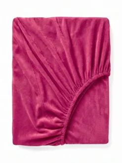 Prześcieradło pluszowe z gumką MIŚ ciemne różowe fuksja 90x200 + 25 cm zakładki