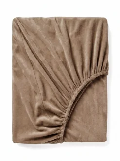 Prześcieradło pluszowe z gumką MIŚ ciemne beżowe 160x200 + 25 cm zakładki