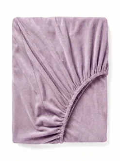 Prześcieradło pluszowe z gumką welur VELVET lawendowe jasne fioletowe 160x200 + 25 cm zakładki