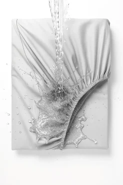Prześcieradło wodoodporne z gumką jasne szare 140x200
