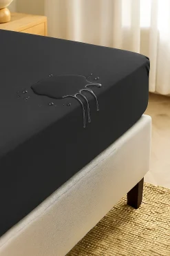 Prześcieradło wodoodporne z gumką czarne 180x200