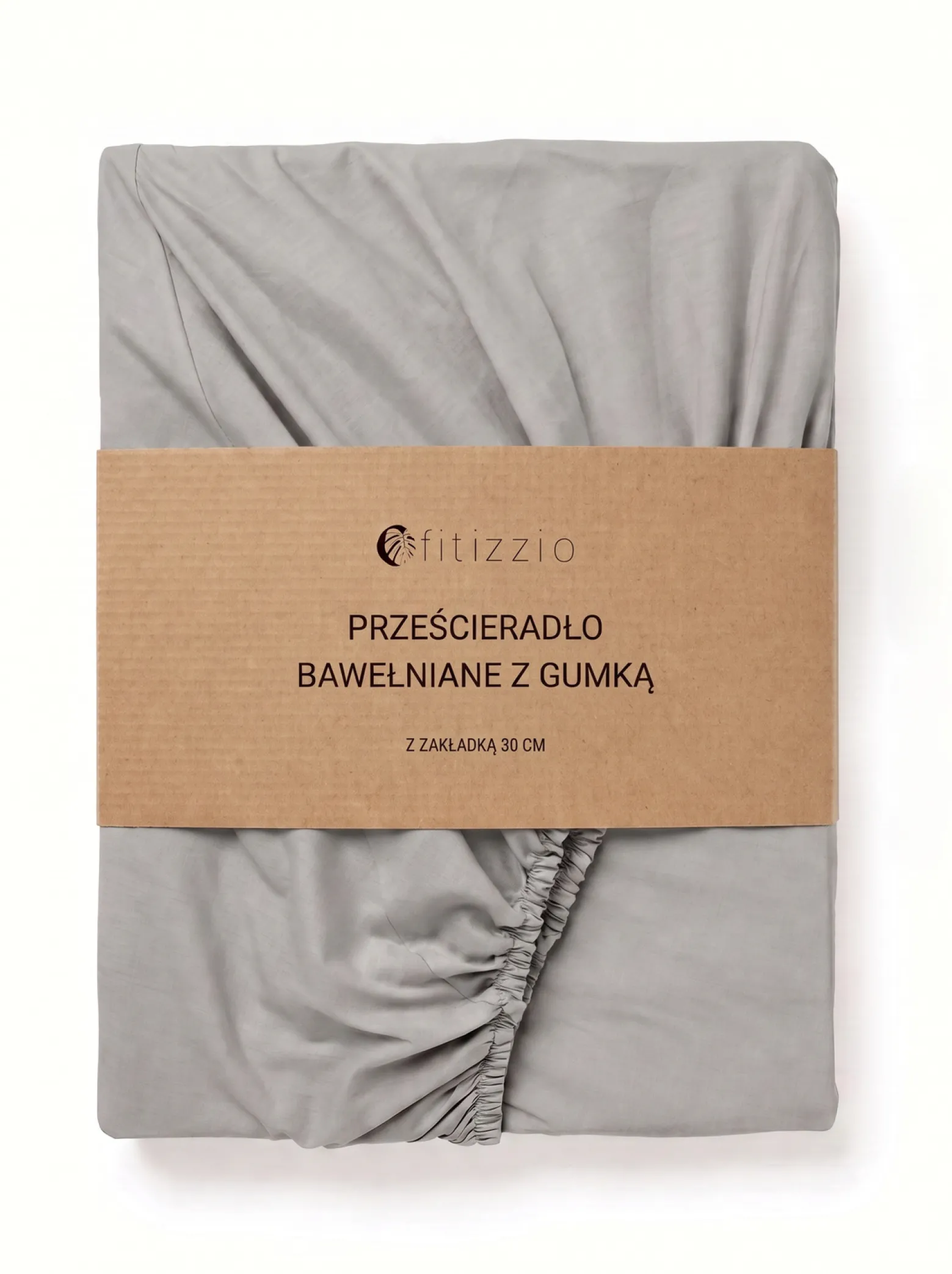 Prześcieradło z gumką bawełniane na wysoki materac jasne szare 200x220 + 30 cm zakładki