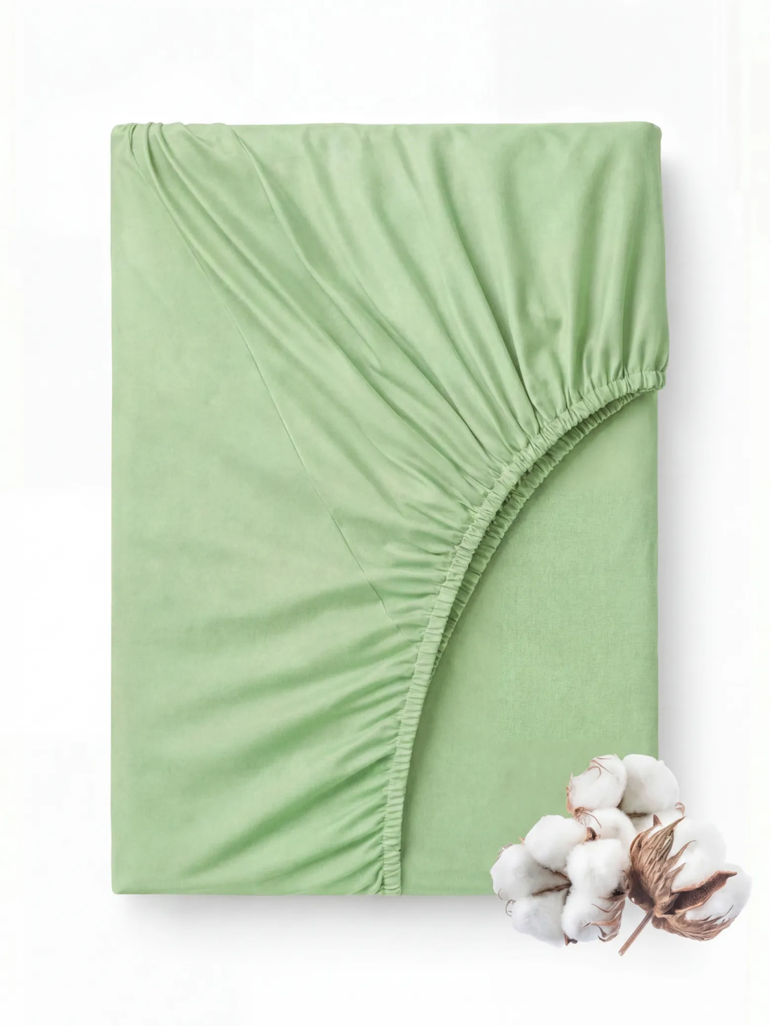 Prześcieradło z gumką bawełniane jasne zielone matcha 200x220 + 25 cm zakładki