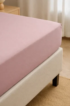 Prześcieradło z gumką z mikrofibry stonowane różowe 180x200