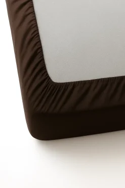 Prześcieradło z gumką z mikrofibry ciemne brązowe 140x200