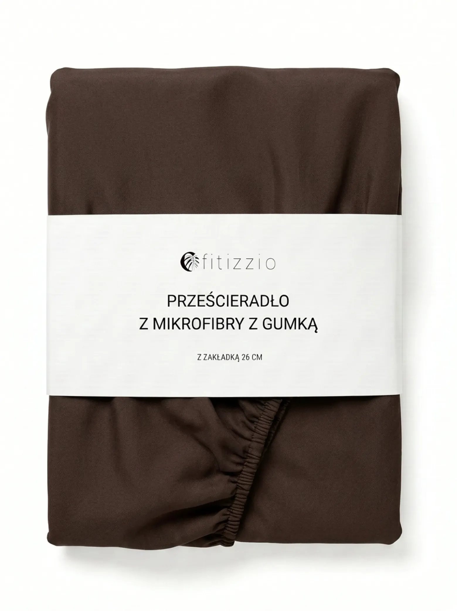 Prześcieradło z gumką z pranej mikrofibry brązowe 200x220 + 26 cm zakładki