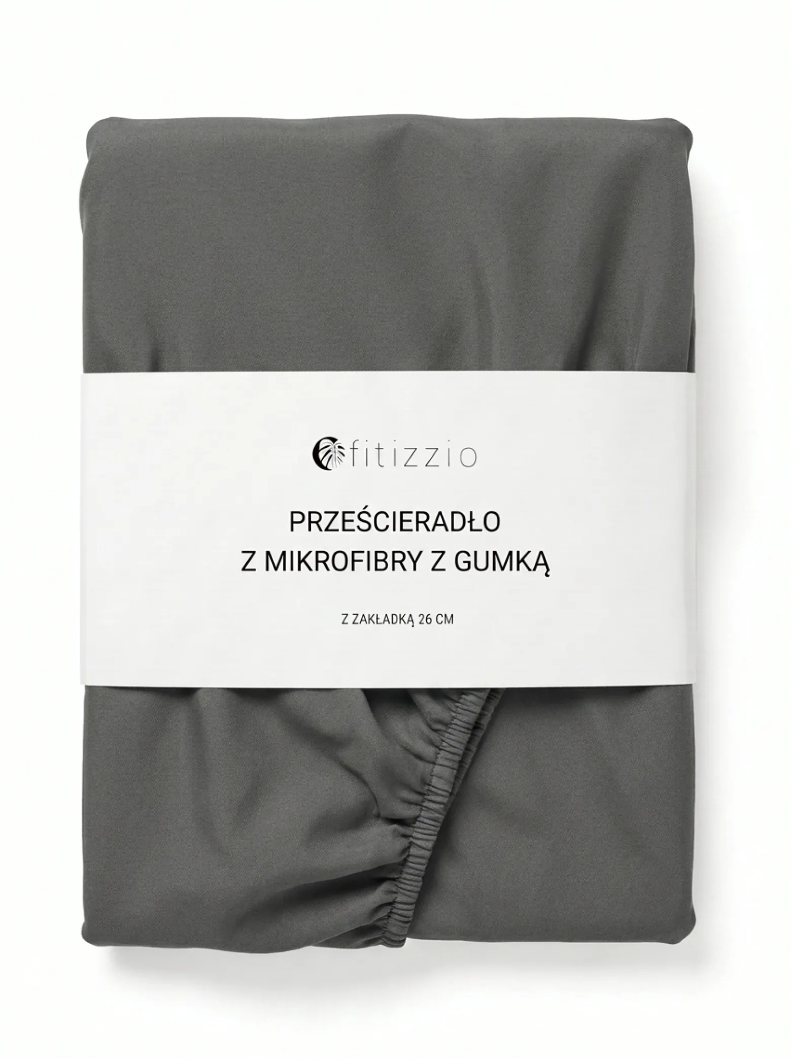 Prześcieradło z gumką z pranej mikrofibry ciemne szare 160x200 + 26 cm zakładki
