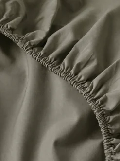 Prześcieradło z gumką z pranej mikrofibry khaki 160x200 + 26 cm zakładki