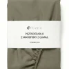Prześcieradło z gumką z pranej mikrofibry khaki 120x200 + 26 cm zakładki