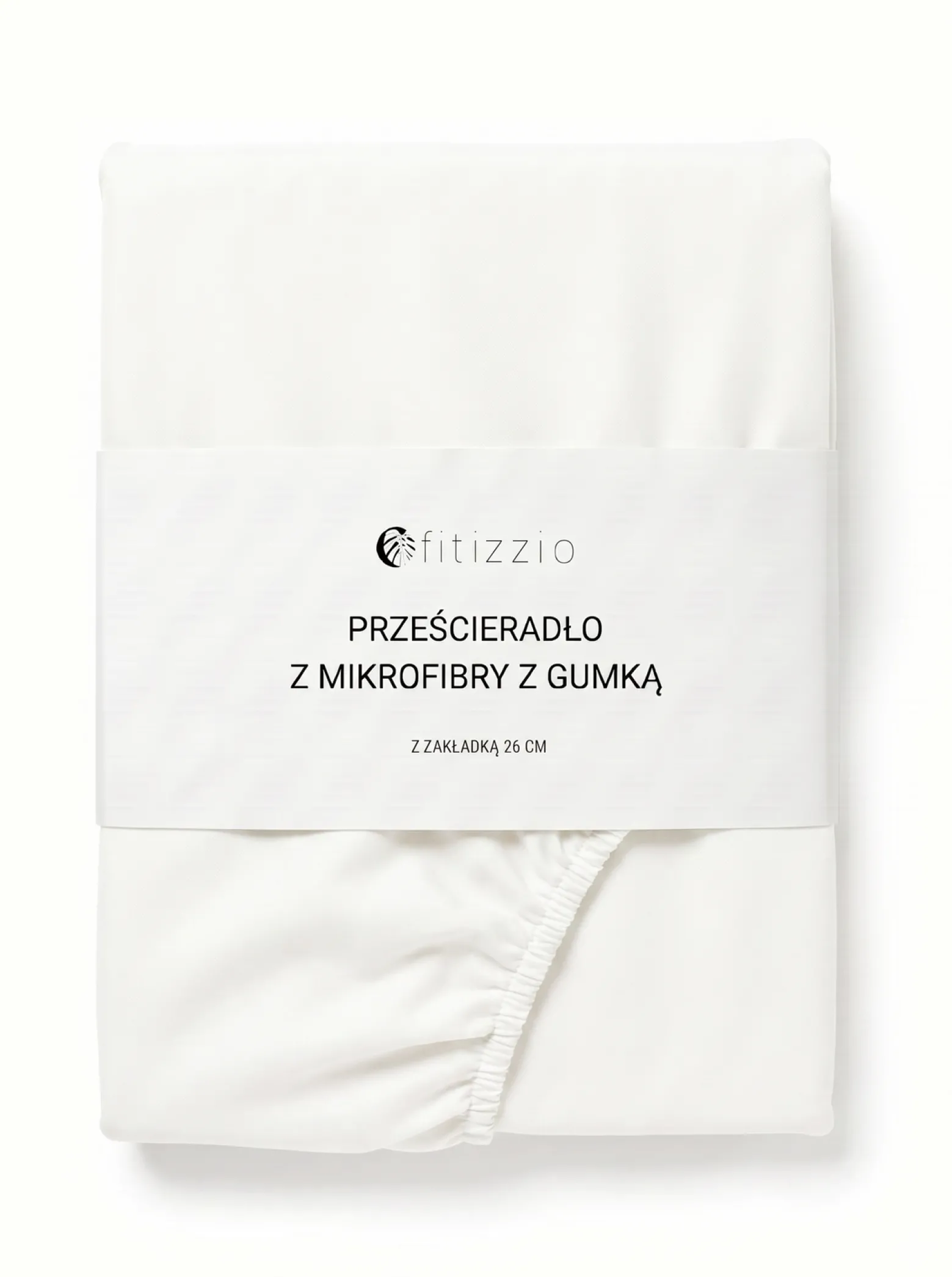 Prześcieradło z gumką z pranej mikrofibry białe off white 90x200 + 26 cm zakładki