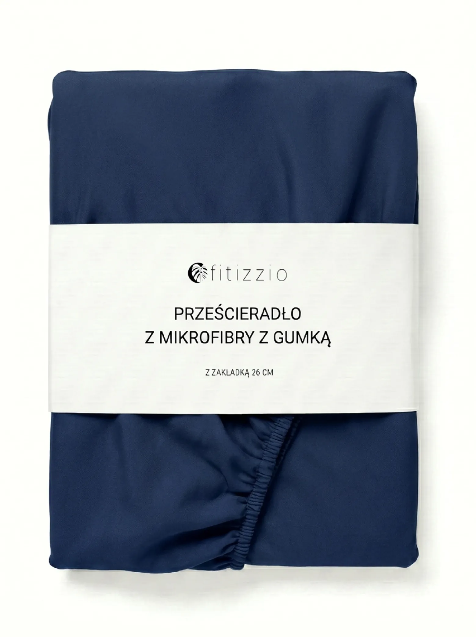 Prześcieradło z gumką z pranej mikrofibry niebieskie granatowe 90x200 + 26 cm zakładki