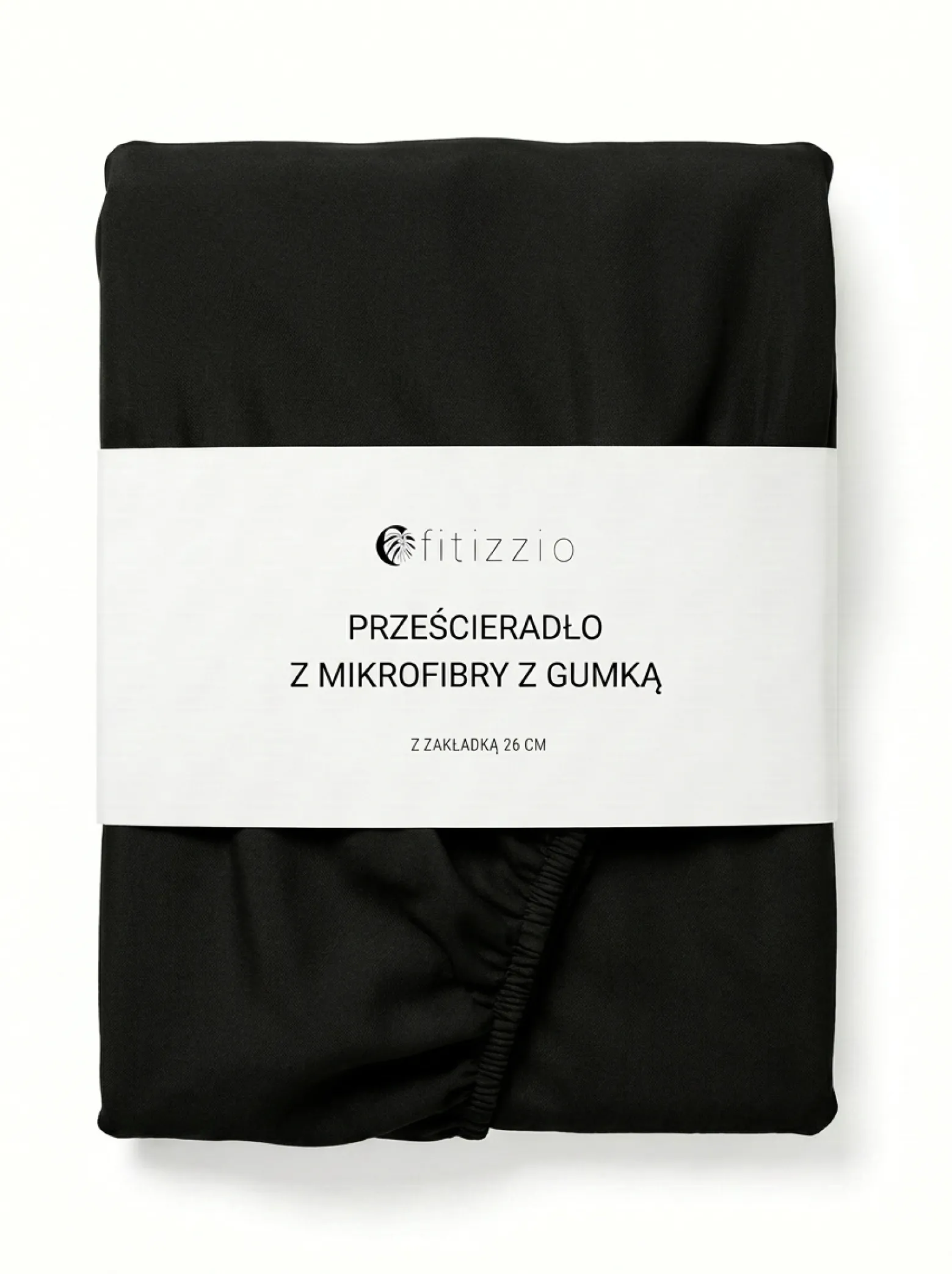 Prześcieradło z gumką z pranej mikrofibry czarne 90x200 + 26 cm zakładki